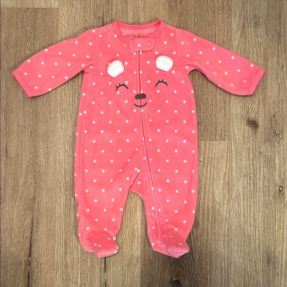 Carter's Pink Polka Dot Bear Footie